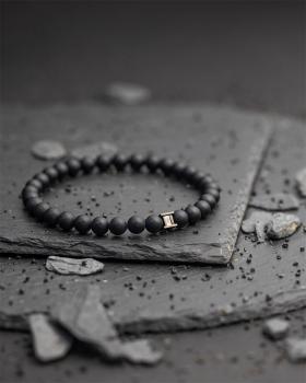 Preview: Armband mit 6 mm mattem Achatstein - Mat Black 6mm